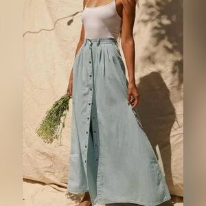 Pistola My Squad Snap Button Maxi Skirt in Light Blue